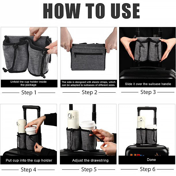 Roll-A-Beverage™ - Luggage Handle Cup Holder - Traveler's Haven