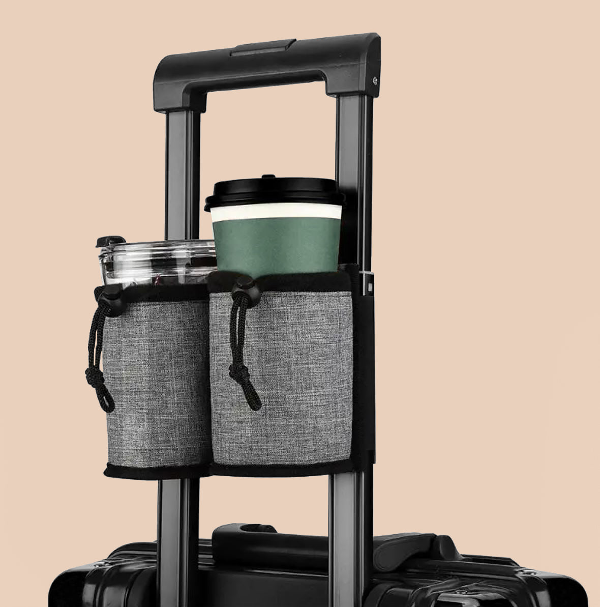 Roll-A-Beverage™ - Luggage Handle Cup Holder - Traveler's Haven