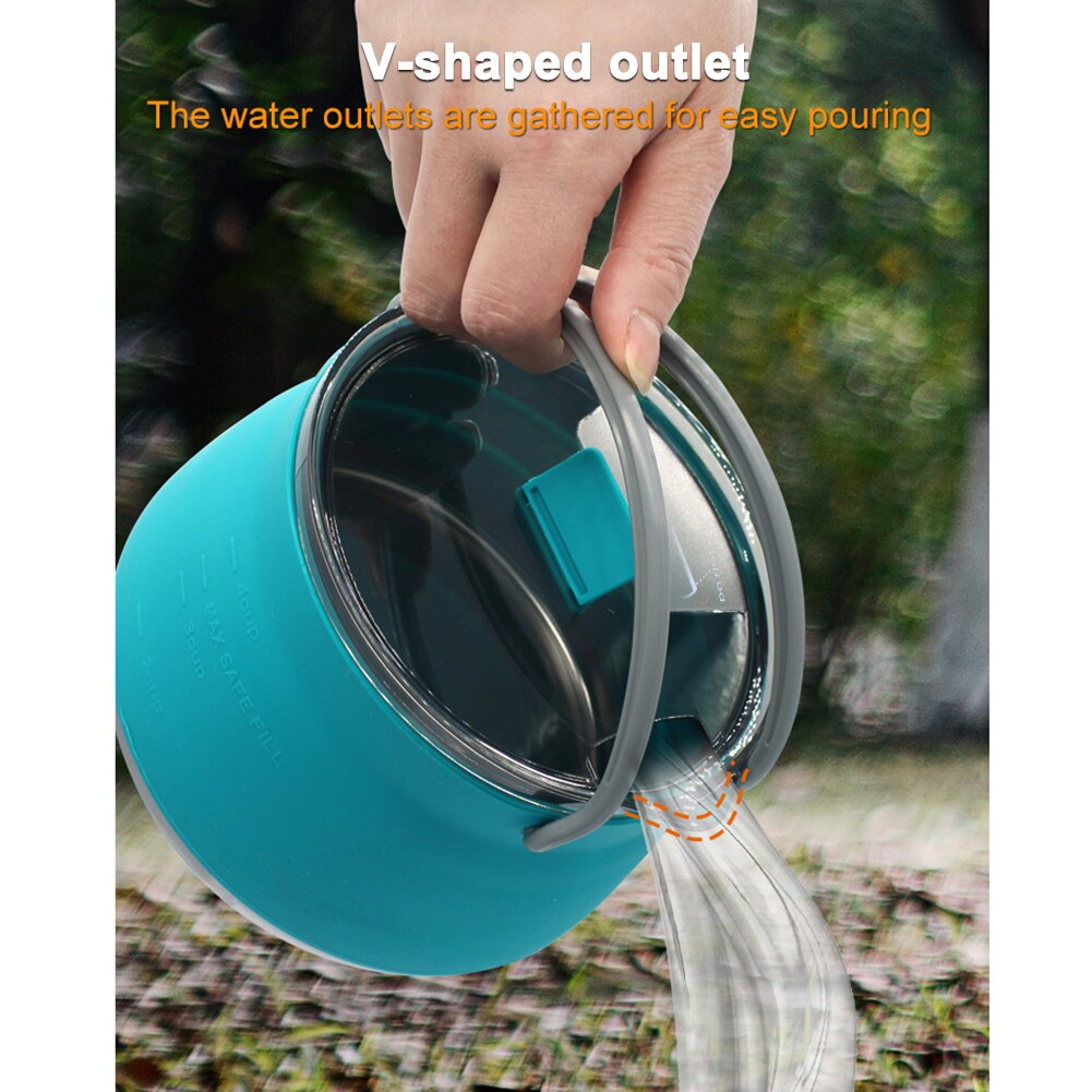 Silicone Folding Kettle Portable Coffee Tea Cooker Collapsible Mini Boiling Water Pot with Handle for Outdoor Camping