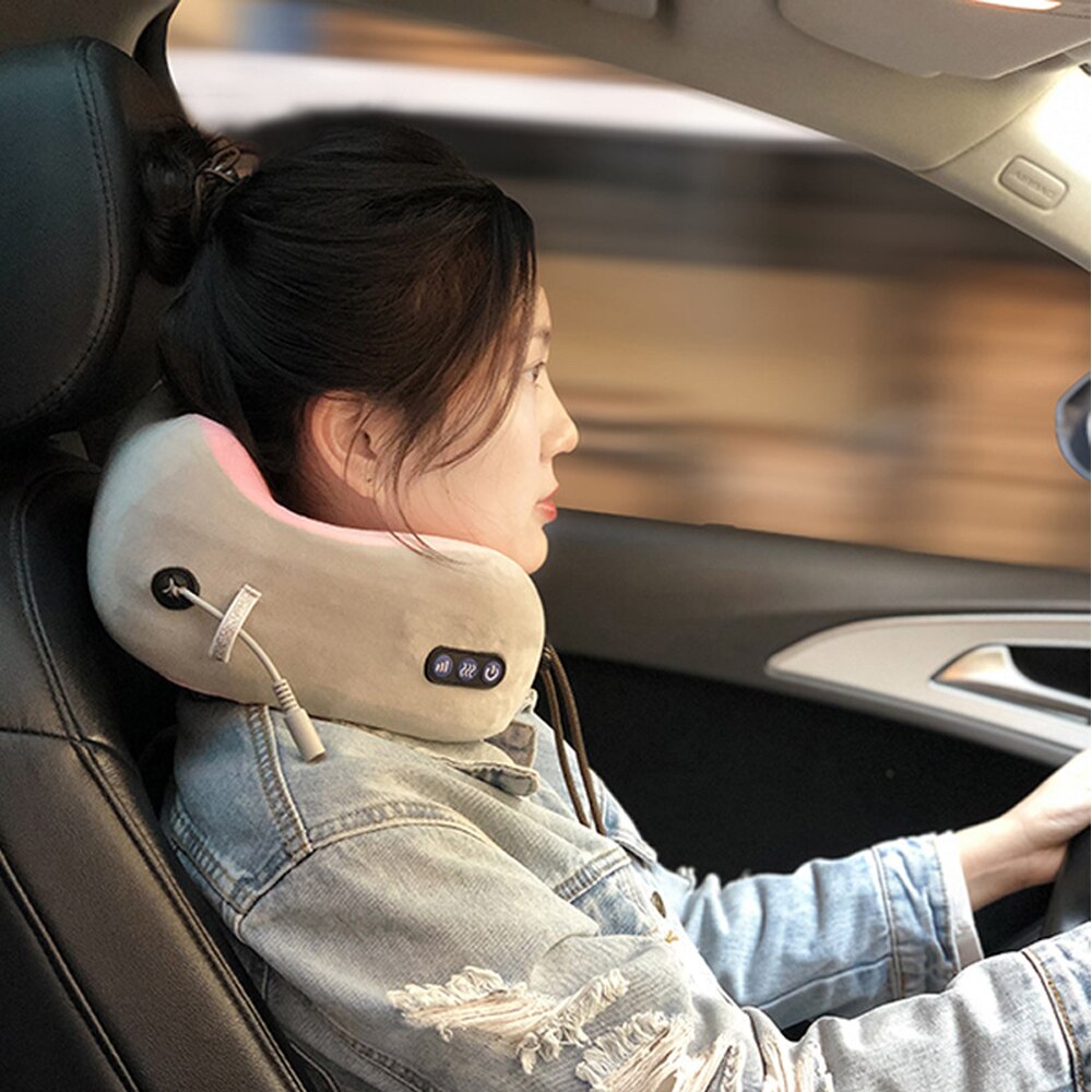 Multifunctional U-shaped Massage Pillow New Electric Heating Cervical Spine Neck Massager Car Portable Soft Pillow for Women Man